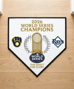 Commissioner Trophy 2026 World Series Champions Home Plate Doormat - Lifestyle Model Mockup