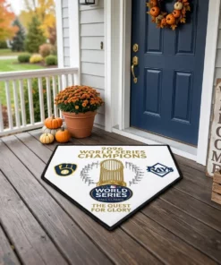 Commissioner Trophy 2026 World Series Champions Home Plate Doormat - Front View Main Mockup