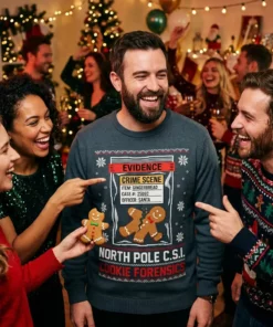 cookie crumb forensics santa dna evidence true crime christmas sweater