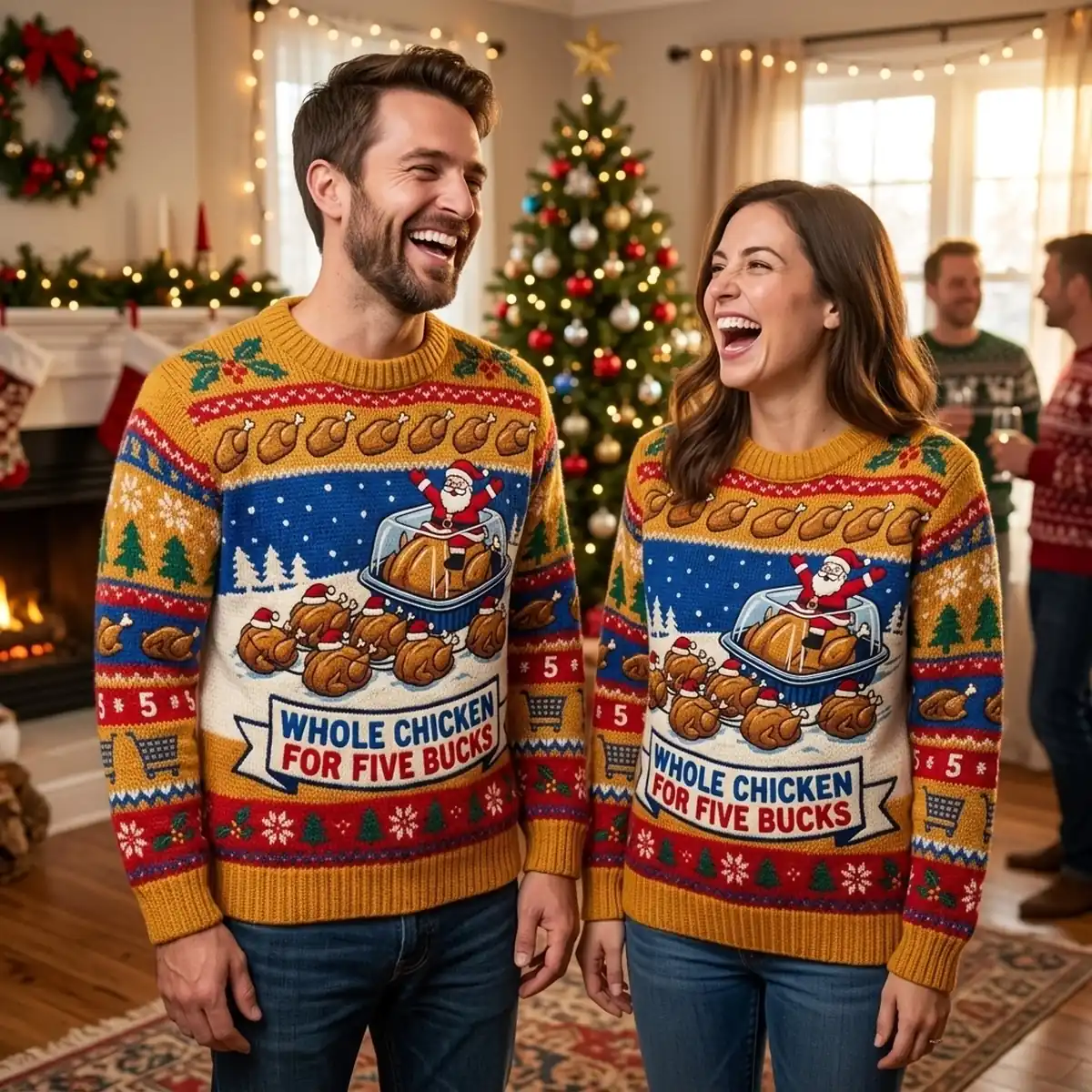 Costco Rotisserie Chicken Sleigh Five Dollar Feast Ugly Christmas Sweater - Design Preview
