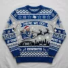 Cowboys Here We Go Santa Sleigh Ugly Christmas Sweater - Front View Main Mockup