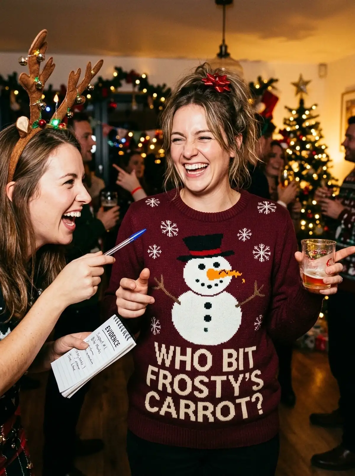Crime Scene Frosty Bitten Carrot Nose True Crime Parody Christmas Sweater - Design Preview