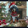 cute dachshund wiener dog christmas lights holiday keepsake tree ornament 1