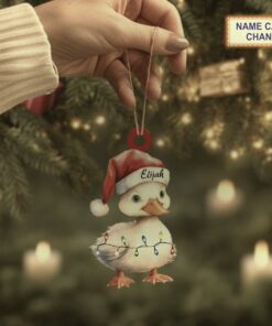 cute duck with santa hat festive christmas tree hanging decor ornament 2