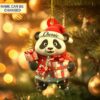 cute panda bear santa hat holiday keepsake christmas tree ornament 1