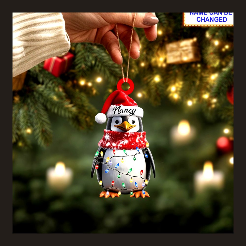 Cute Penguin Winter Scarf Santa Hat Christmas Tree Hanging Decor Ornament - Design Preview