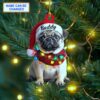 cute sitting pug puppy santa hat holiday dog lover christmas ornament 1