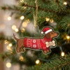 Dachshund Wiener Dog In Extra Long Santa Sweater 2026 Custom Acrylic Ornament - Front View Main Mockup