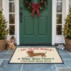 Dachshund Wrapped In Christmas Lights Paws Off The Tree Holiday Doormat - Front View Main Mockup