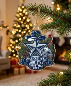 Dallas Cowboys Americas Team Lone Star Holiday Pride 2026 Custom Acrylic Ornament - Lifestyle Model Mockup
