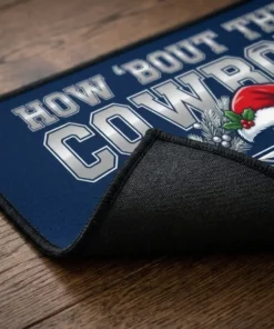 Dallas Cowboys Star Holiday Silver And Navy Blue Christmas Doormat - Lifestyle Model Mockup