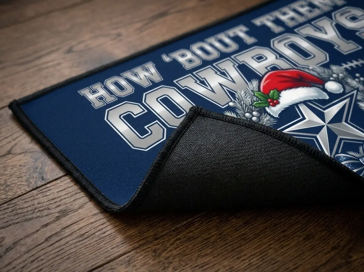 Dallas Cowboys Star Holiday Silver And Navy Blue Christmas Doormat - Design Preview