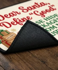 Dear Santa Define Good Hide Packages From Husband Funny Christmas Doormat - Lifestyle Model Mockup