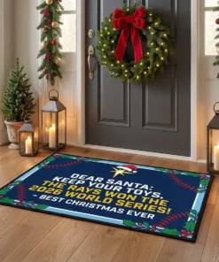 Dear Santa Keep Your Toys Rays Won The 2026 World Series Holiday Doormat - Front View Main Mockup