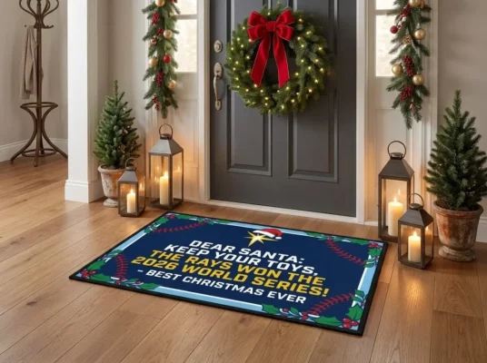 Dear Santa Keep Your Toys Rays Won The 2026 World Series Holiday Doormat - Front View Main Mockup