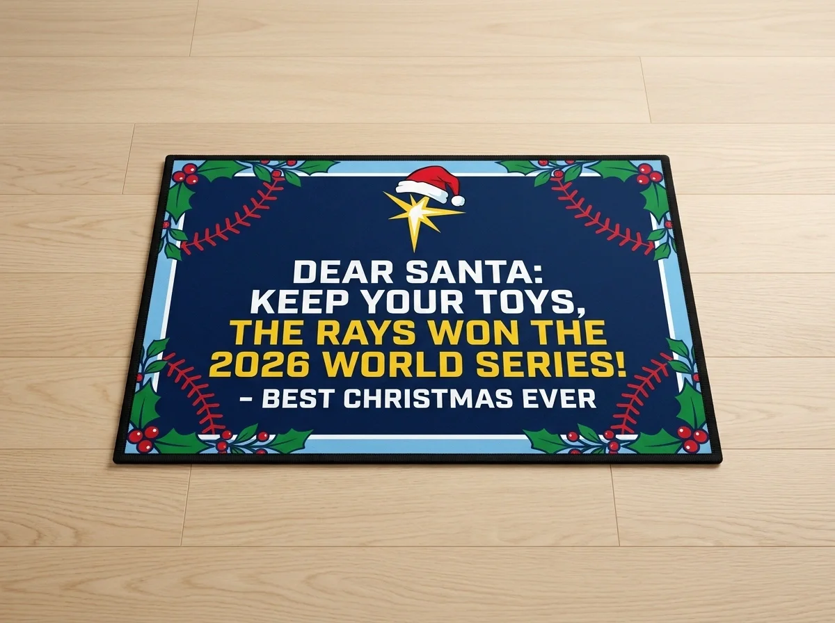 Dear Santa Keep Your Toys Rays Won The 2026 World Series Holiday Doormat - Design Preview