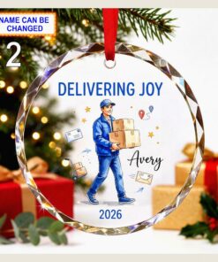 delivering joy postal delivery worker keepsake glass christmas ornament 2