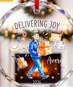 delivering joy postal delivery worker keepsake glass christmas ornament 3