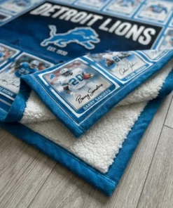 Detroit Lions Ford Field One Pride Legends Facsimile Signatures Fleece Throw Blanket - Lifestyle Model Mockup