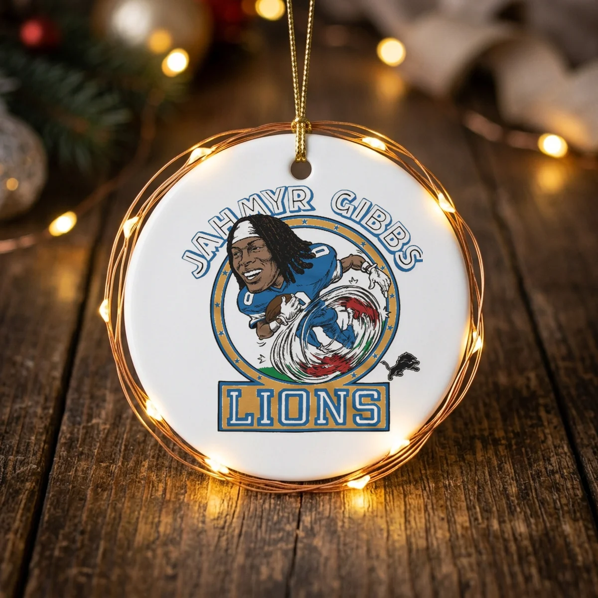 detroit lions jahmyr gibbs ornament Detroit Lions Jahmyr Gibbs Shirt - Lifestyle Model Mockup