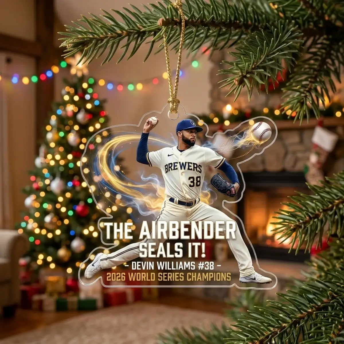 Devin Williams Airbender Strikeout King 2026 World Series Brewers Custom Acrylic Ornament - Design Preview