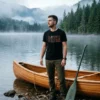 ditka flick off outline black tshirt canoe shoreline