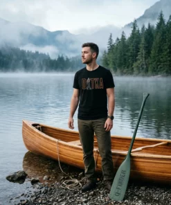 ditka flick off outline black tshirt canoe shoreline