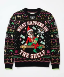 elf on the shelf vip bottle service ugly christmas sweater 1