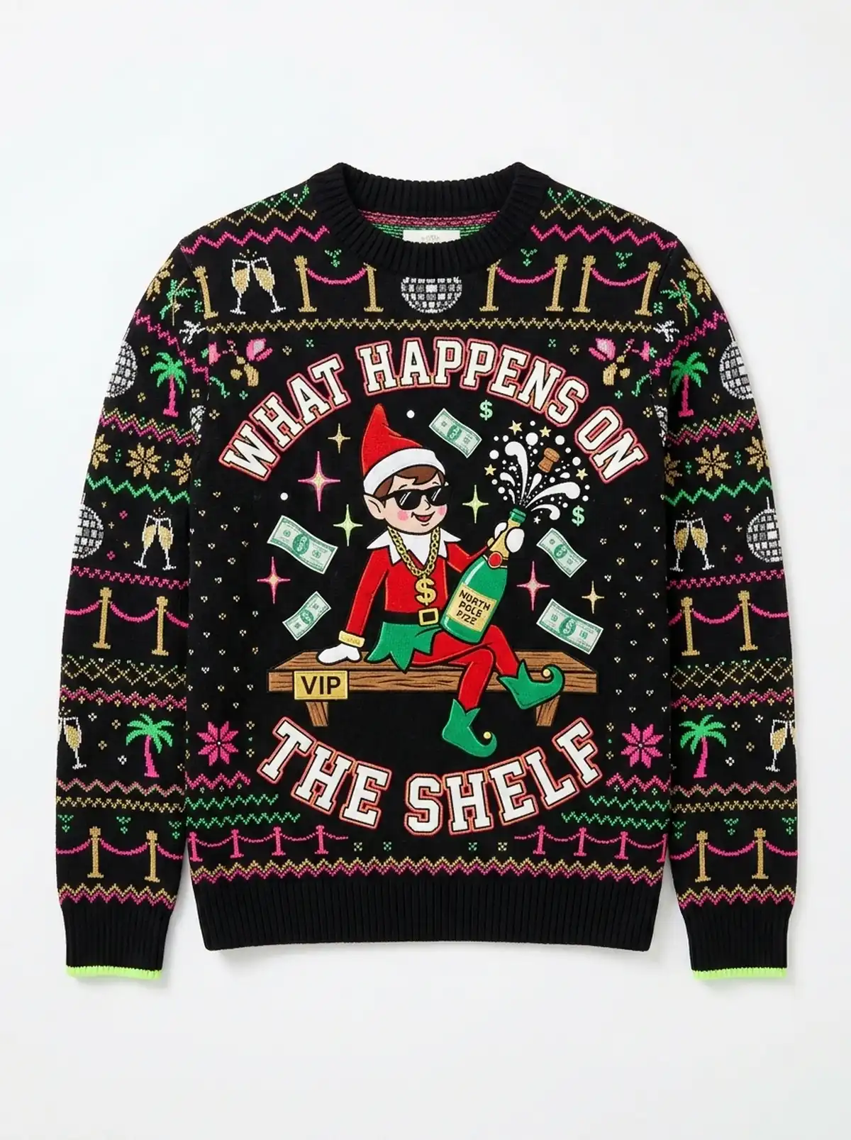 elf on the shelf vip bottle service ugly christmas sweater 1 elf on the shelf vip bottle service ugly christmas sweater 1