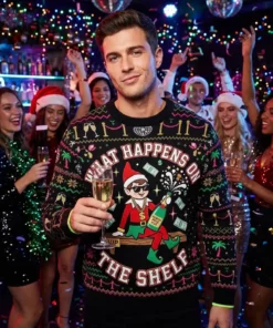 elf on the shelf vip bottle service ugly christmas sweater 2