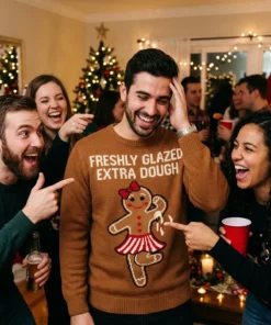 extra dough freshly glazed naughty adult humor christmas sweater