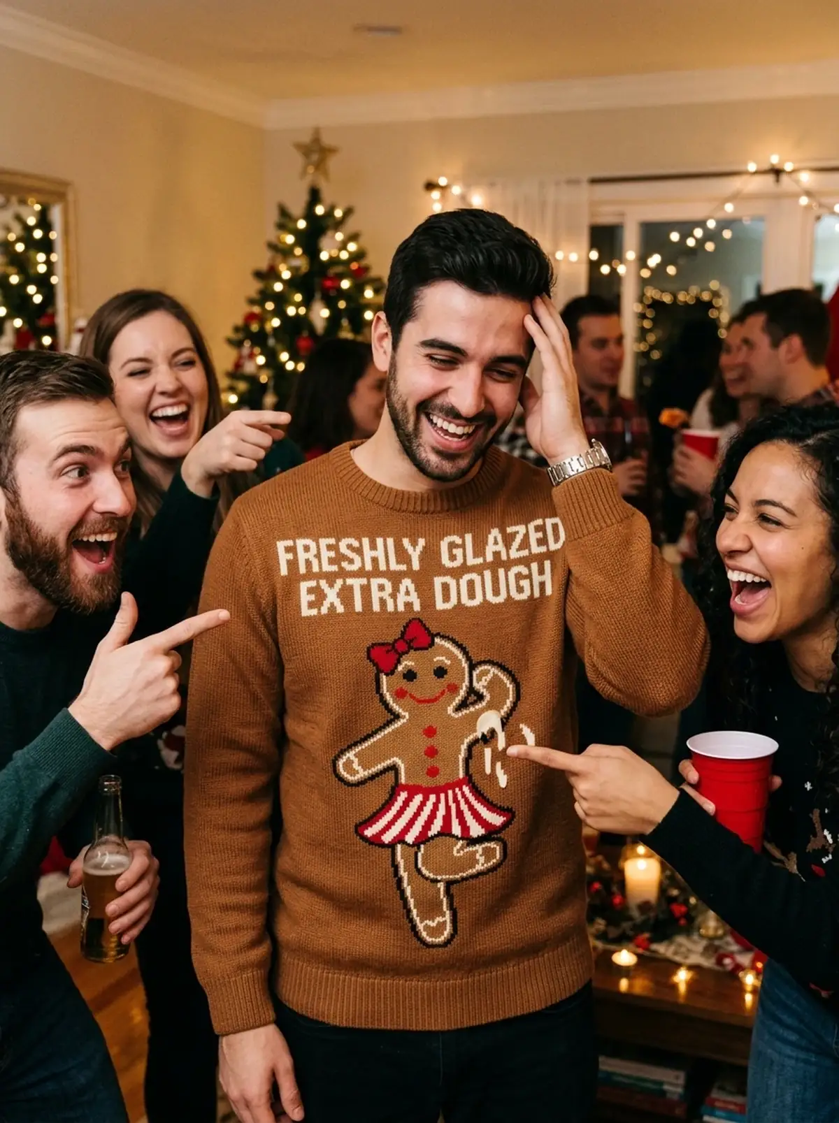 Extra Dough Freshly Glazed Naughty Adult Humor Christmas Sweater - Design Preview