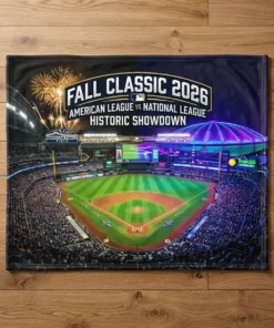 Fall Classic 2026 Commemorative Matchup Stadium Split-View Throw Blanket - Lifestyle Model Mockup