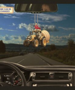 farmer tractor hay baler agriculture rustic farm tree hanging ornament 3