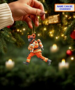 firefighter fire rescue hero helmet 2d flat acrylic christmas tree ornament 3
