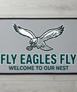 fly eagles fly soaring eagle gray entryway mat
