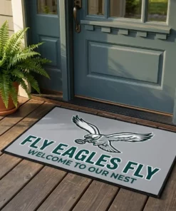 fly eagles fly soaring eagle gray entryway mat mockup 2