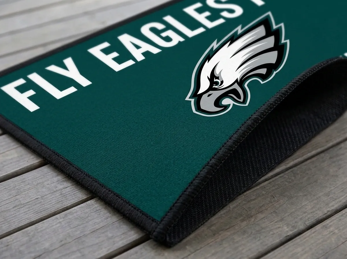 Fly Eagles Fly Welcome To Our Nest Midnight Green Doormat - Design Preview