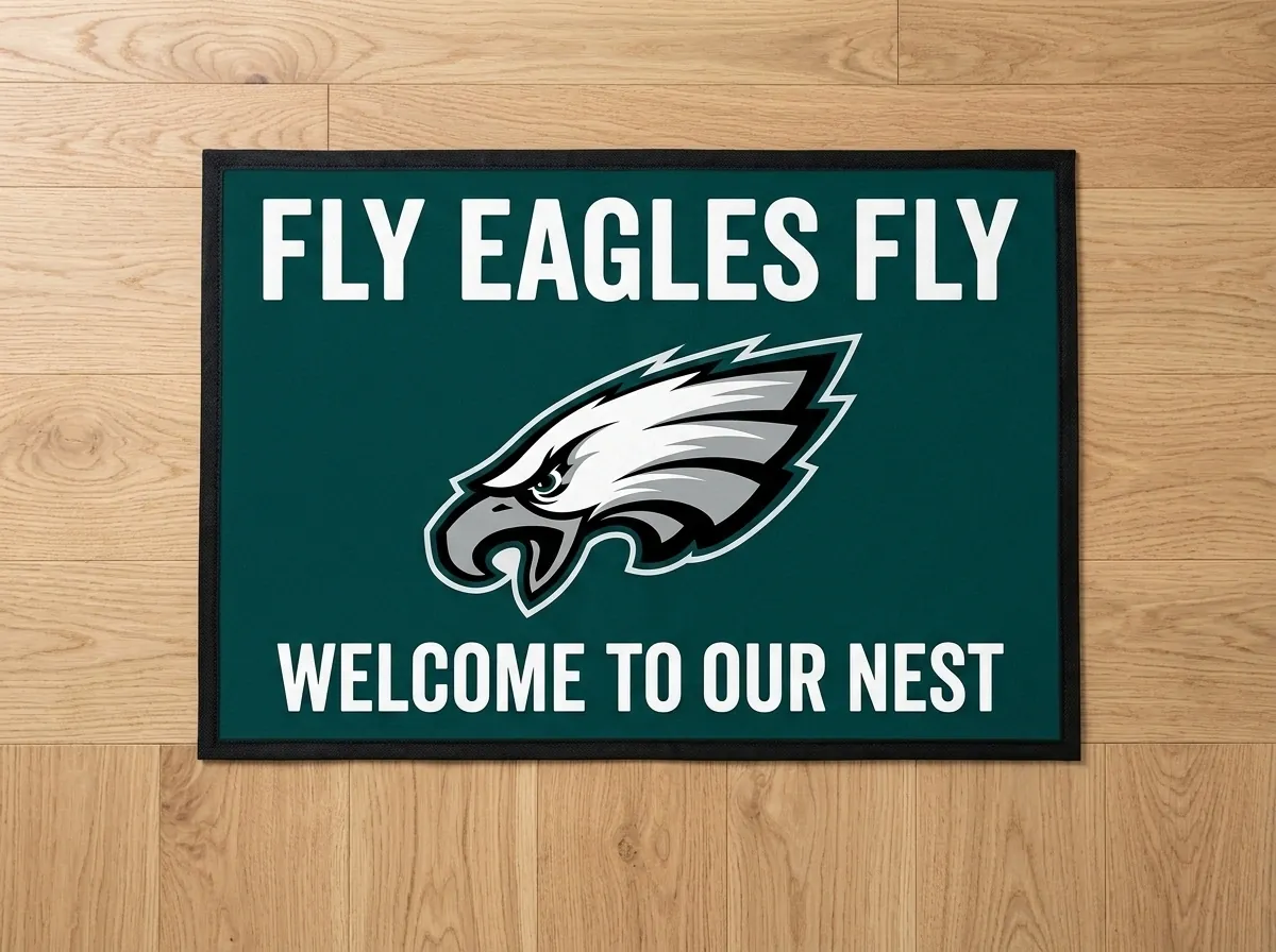 fly eagles fly welcome to our nest midnight green doormat fly eagles fly welcome to our nest midnight green doormat
