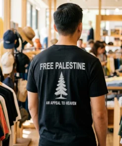 free palestine an appeal to heaven tshirt black male back