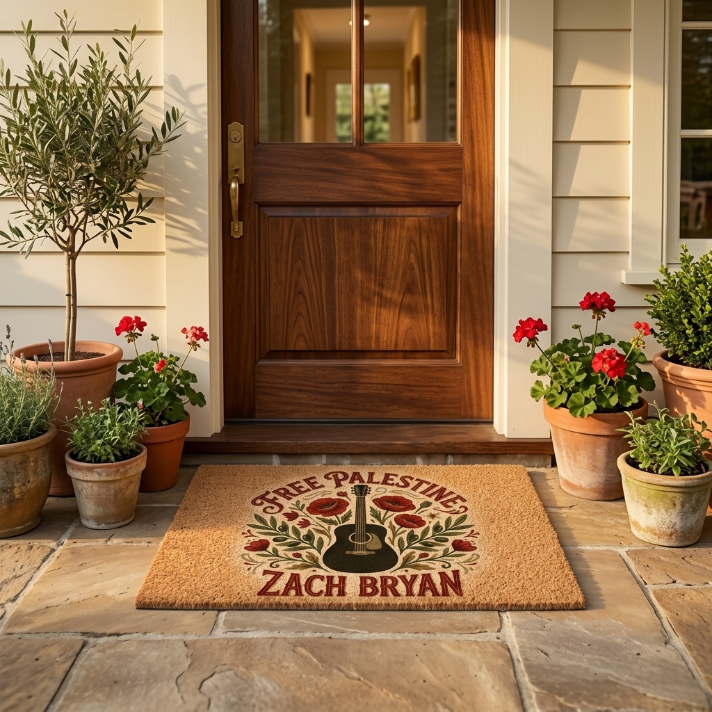 Free Palestine Country Music Folk Western Style Welcome Doormat Front Porch Mat - Design Preview