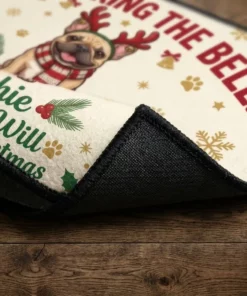 French Bulldog Reindeer Antlers Dont Ring The Bell Holiday Doormat - Lifestyle Model Mockup