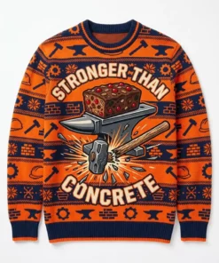 fruitcake doorstop brick heavy duty construction ugly christmas sweater 1