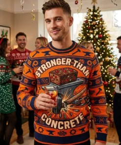 fruitcake doorstop brick heavy duty construction ugly christmas sweater 2