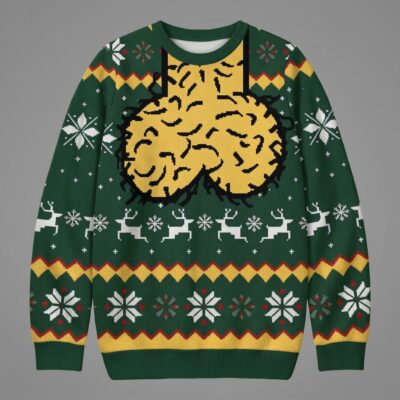 funny dirty santa gag gift ugly christmas sweater hairy balls reindeer holiday pullover 1