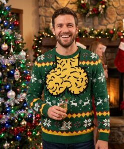 funny dirty santa gag gift ugly christmas sweater hairy balls reindeer holiday pullover 2
