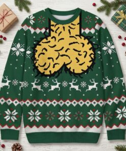 funny dirty santa gag gift ugly christmas sweater hairy balls reindeer holiday pullover 3