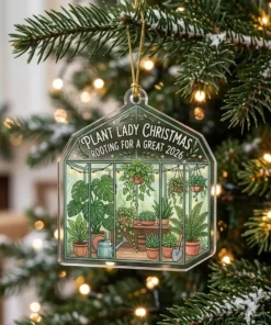 Gardener Greenhouse Houseplants Plant Lady Christmas 2026 Custom Acrylic Ornament - Front View Main Mockup