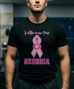 georgia bulldogs football in october we wear pink breast tshirt black male3