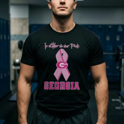 georgia bulldogs football in october we wear pink breast tshirt black male3